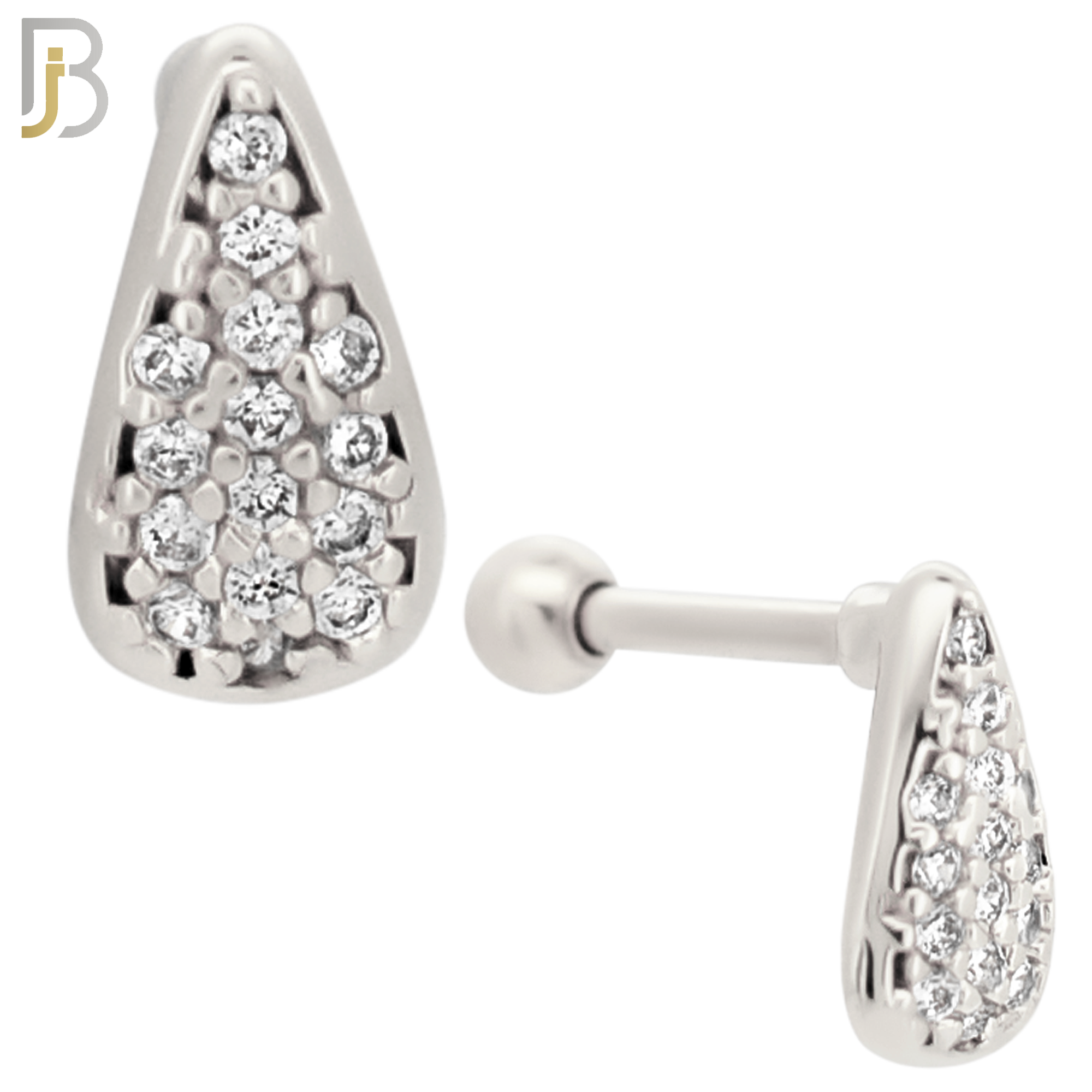 TB14 - 316L Surgical Steel Teardrops Design with Zircon Tragus Barbell Cartilage Piercing Screw Ball (PACK OF 6) image 1