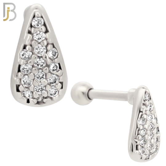 TB14 - 316L Surgical Steel Teardrops Design with Zircon Tragus Barbell Cartilage Piercing Screw Ball (PACK OF 6) image 1