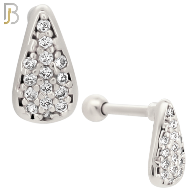 TB14 - 316L Surgical Steel Teardrops Design with Zircon Tragus Barbell Cartilage Piercing Screw Ball (PACK OF 6) image 1