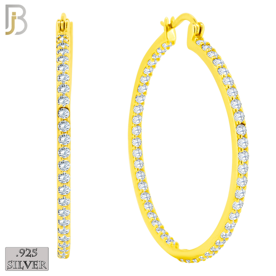 925-ES252 - .925 Sterling Silver Hinged Hoop Earrings with Zircon image 11