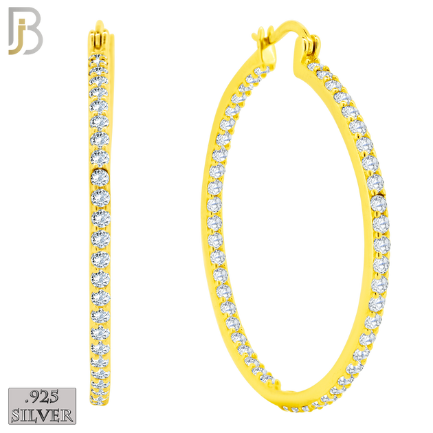 925-ES252 - .925 Sterling Silver Hinged Hoop Earrings with Zircon image 11