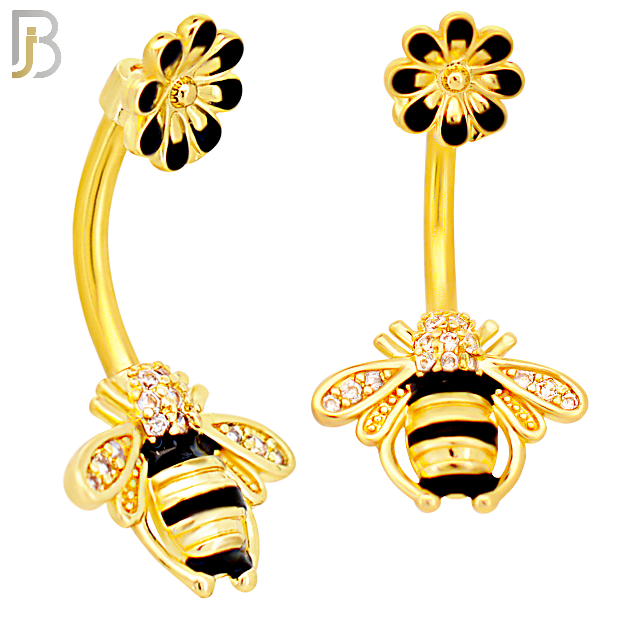 NB77 - 316L Stainless Steel Bee and Flower Belly Ring image 2