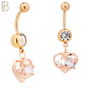 N0137 - 316L Stainless Steel Dangling Heart with Multi CZ Accents Belly Ring image 1