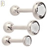 TB118SC - 316L Stainless Steel Bezel with Clear CZ Tragus/Cartilage Barbell (PACK OF 6) image 0