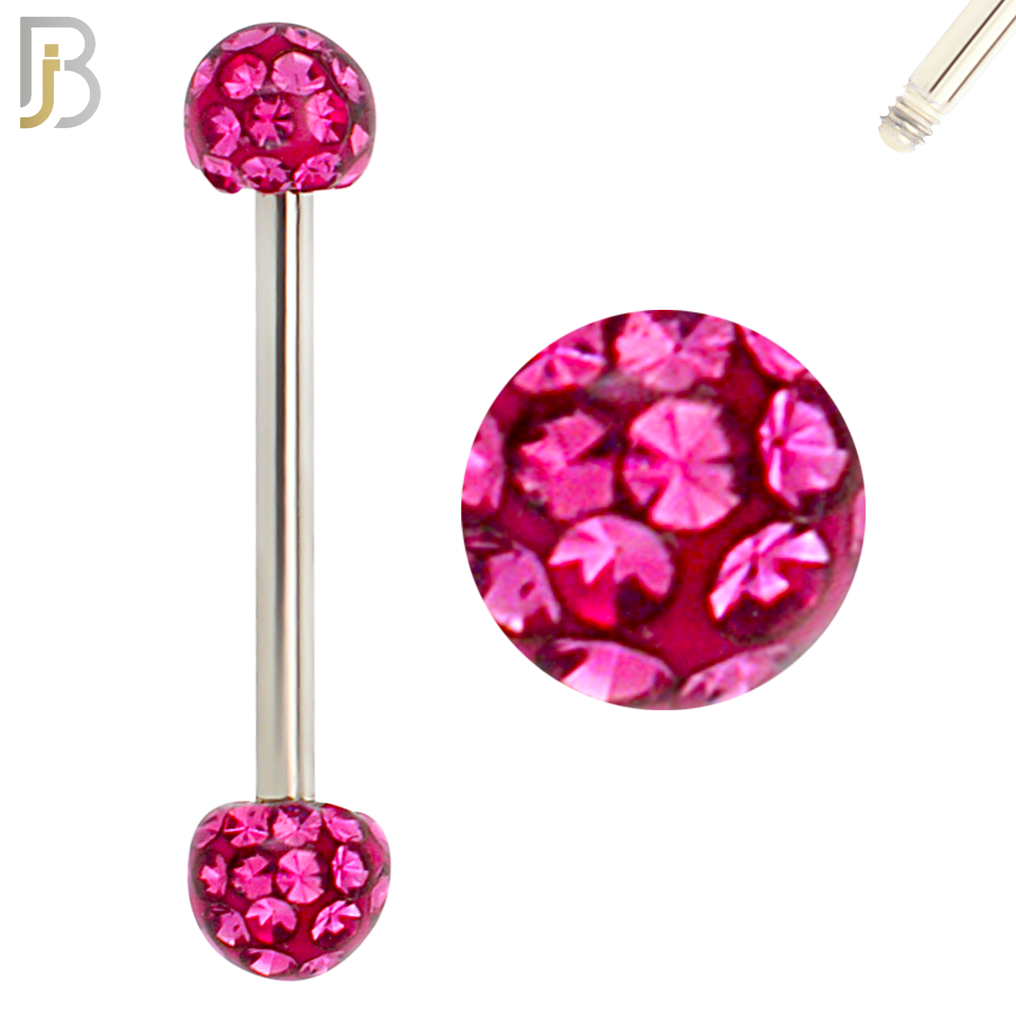 BB68 - 316L Surgical Steel Barbell with  Oil Coated Multi Cubic Zirconia Ball (Pack of 4) image 6