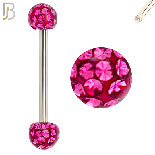 BB68 - 316L Surgical Steel Barbell with  Oil Coated Multi Cubic Zirconia Ball (Pack of 4) image 6