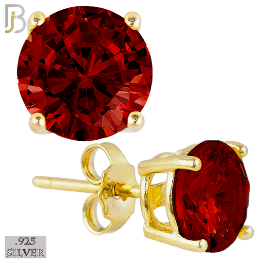 925-ES71-GG - .925 Sterling Silver Gold Plated Earring Stud Casting Round Prong Setting Garnet Zircon image 0