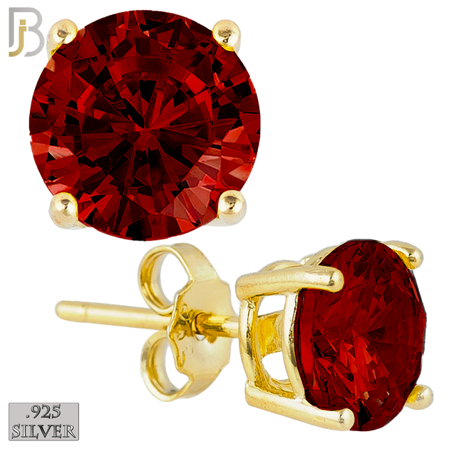 925-ES71-GG - .925 Sterling Silver Gold Plated Earring Stud Casting Round Prong Setting Garnet Zircon image 0