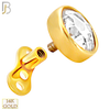 14-G23G-DM03 - G23 Titanium Gold Plated Anchor with 14k Gold Top with Bezel Set Rose Cut Lab Diamond Dermal - Internally Threaded - 5mm image