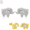 925-ES236 – .925 Sterling Silver Elephant with Zircon Design Earring Stud image 0