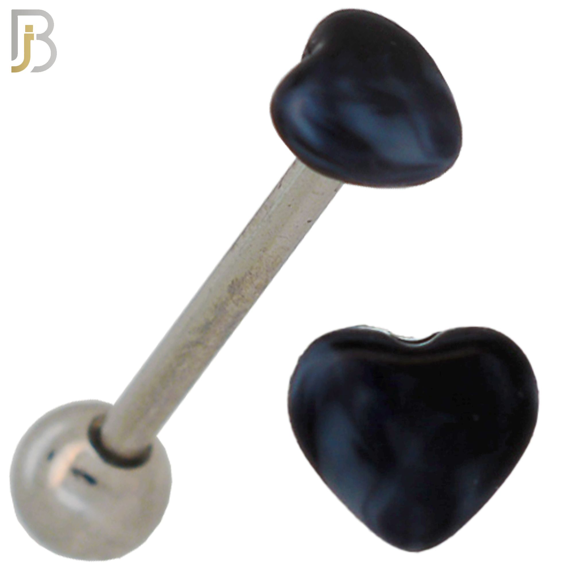 PK-BB49 - 316L Surgical Steel Barbell with Acrylic Marble Heart Screw External Threaded Pack of 120 image 2