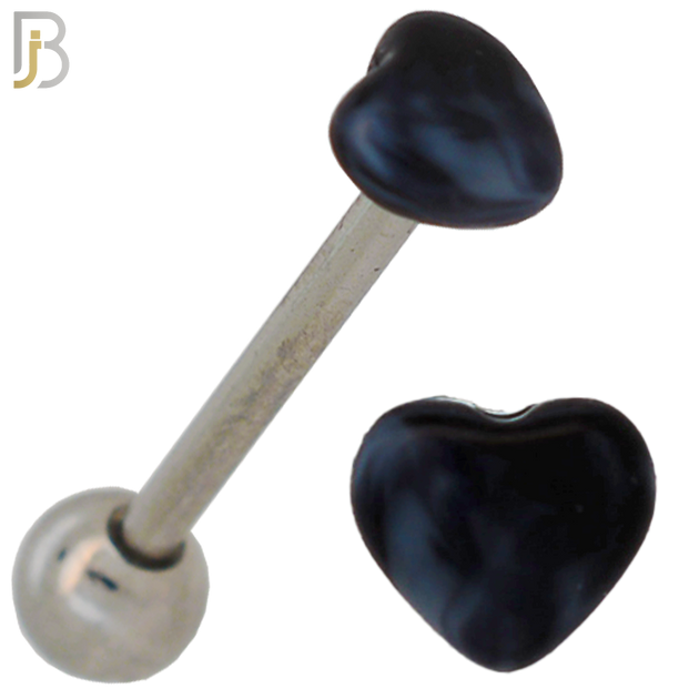 PK-BB49 - 316L Surgical Steel Barbell with Acrylic Marble Heart Screw External Threaded Pack of 120 image 2