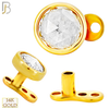 14-G23G-DM03 - G23 Titanium Gold Plated Anchor with 14k Gold Top with Bezel Set Rose Cut Lab Diamond Dermal - Internally Threaded image 4