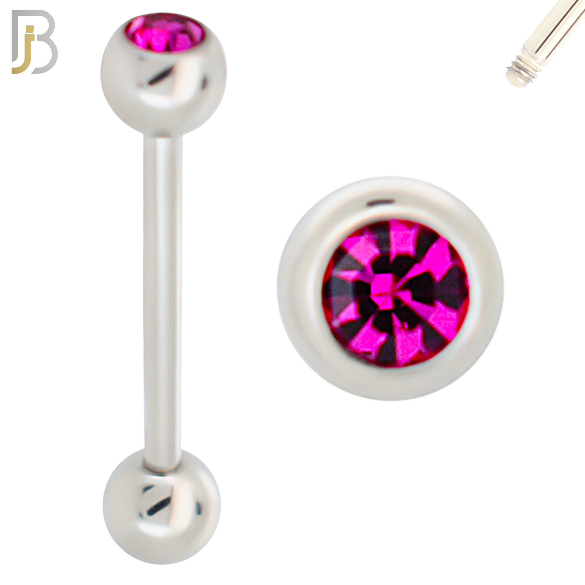 BB05S-5 - 316L Surgical Steel Screw Barbell with 5mm Bezel Ball External Threaded (PACK OF 6) image 2