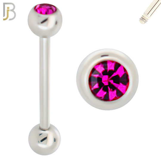 BB05S-5 - 316L Surgical Steel Screw Barbell with 5mm Bezel Ball External Threaded (PACK OF 6) image 2