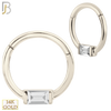 14-CT61 - 14K Solid Gold Hinged Hoops Single Baguette Zircon image 1