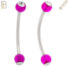 EC07TS - 316L Surgical Steel Transparent/Solid Acrylic Ball with Clear Zircon Curved Barbell Externally Threaded (PACK OF 6) image 1
