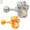 TB89 - 316L Stainless Steel Paw Print with Opalite & CZ Gems Tragus/Cartilage Barbell (PACK OF 6) image 0