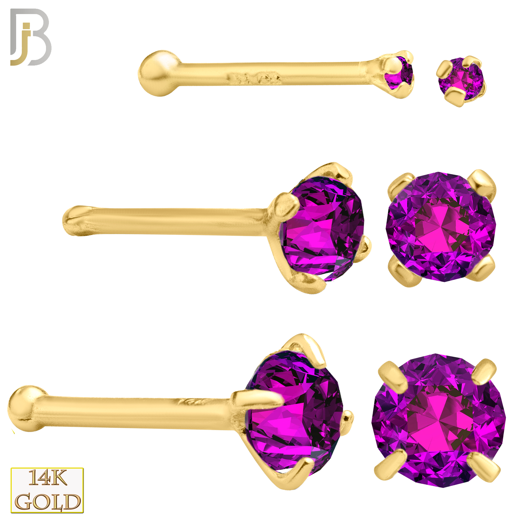14-NR01YBR-20 - 20g-14k Yellow Gold Nose Bone with Burmese Ruby in Prong Setting image 0