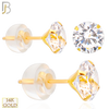 14-ES05YC - 14k Yellow Gold Silicone Back Stud Earrings Stamping Point Prong Setting with Round Clear Zircon image 0