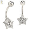 NB120 - 316L Surgical Steel CZ studded Star Belly Ring image 1