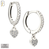 925-ES443 - 925 Sterling Silver Dangling Heart Huggies Earring with Multi Zircon image 1