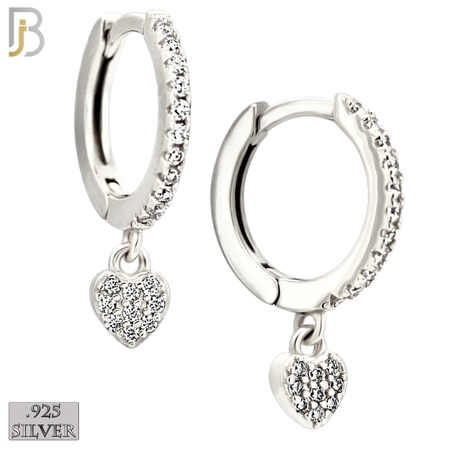 925-ES443 - 925 Sterling Silver Dangling Heart Huggies Earring with Multi Zircon image 1