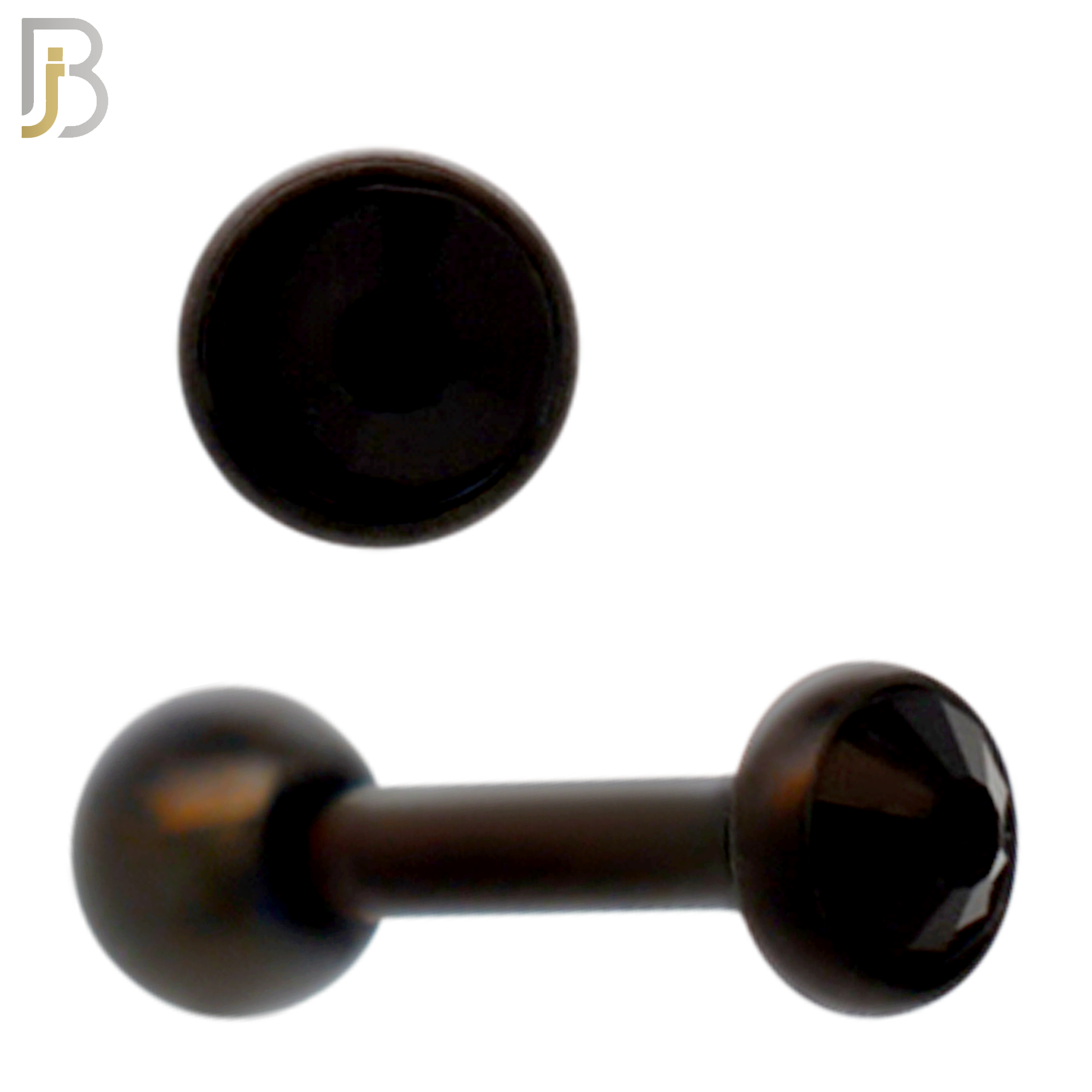 TB118KK -  Black Plated Black Color CZ 316L Stainless Steel Bezel Tragus/Cartilage Barbell (PACK OF 6) image 1