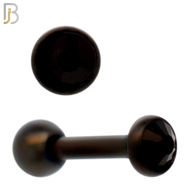 TB118KK -  Black Plated Black Color CZ 316L Stainless Steel Bezel Tragus/Cartilage Barbell (PACK OF 6) image 1