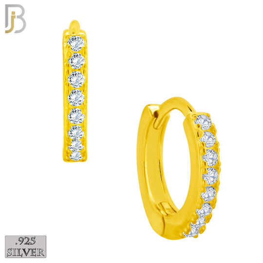 925-ES214 - .925 Sterling Silver Huggies Hoop Earrings with Zircon image 2