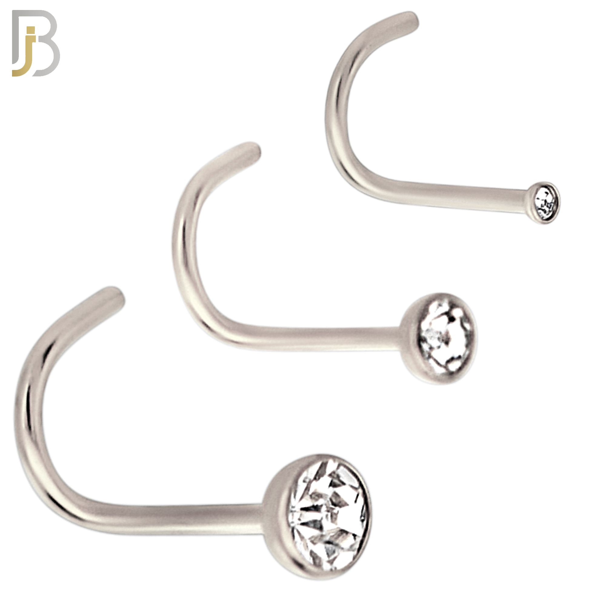 NR36CS - 316L Surgical Steel Nose Screw Bezel Setting Round Clear Zircon (PACK OF 6) image 0