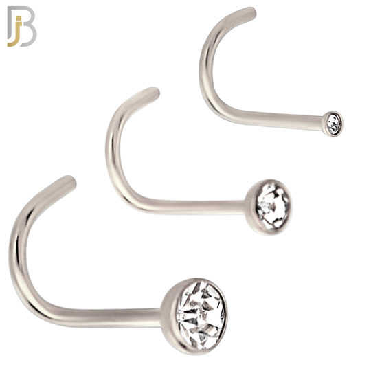 NR36CS - 316L Surgical Steel Nose Screw Bezel Setting Round Clear Zircon (PACK OF 6) image 0