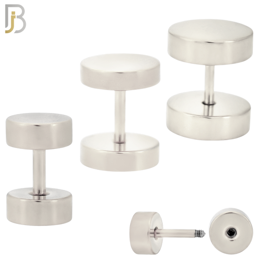 FP28S - Surgical Steel Plain Fake Plug (PACK OF 3 Pairs) image 0