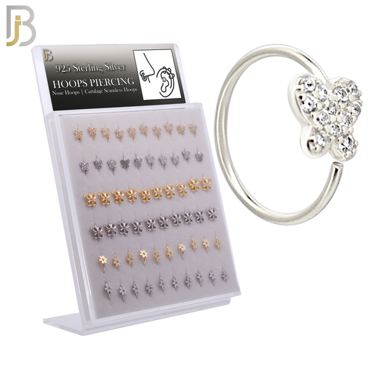 925-PK-CT9MX3-SG60 - 925 Sterling Silver Three Different Designs Nose Hoop - Pack of 60 image 0