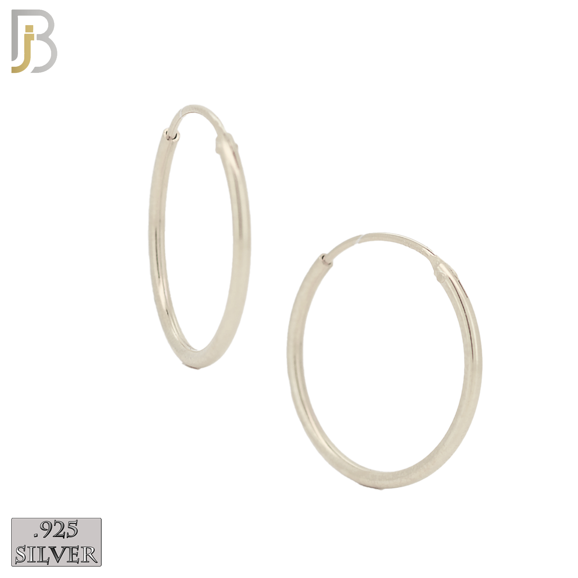 925-ES310S - .925 Sterling Silver Plain Hoop Earrings image 5