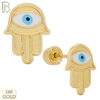 14-ES58 - 14k Yellow Gold Hamsa Design Screw Back Stud Earrings image 0
