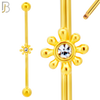 BB28 - 316L Surgical Steel Screw Bar with Brass Flower Design Barbell Industrial (PACK OF 4) image 2