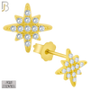 925-ES258 - .925 Sterling Silver Starburst with Zircon Design Earrings Stud image 2