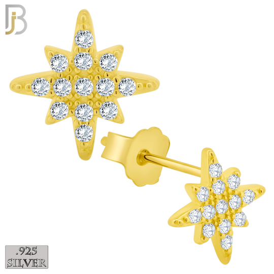 925-ES258 - .925 Sterling Silver Starburst with Zircon Design Earrings Stud image 2