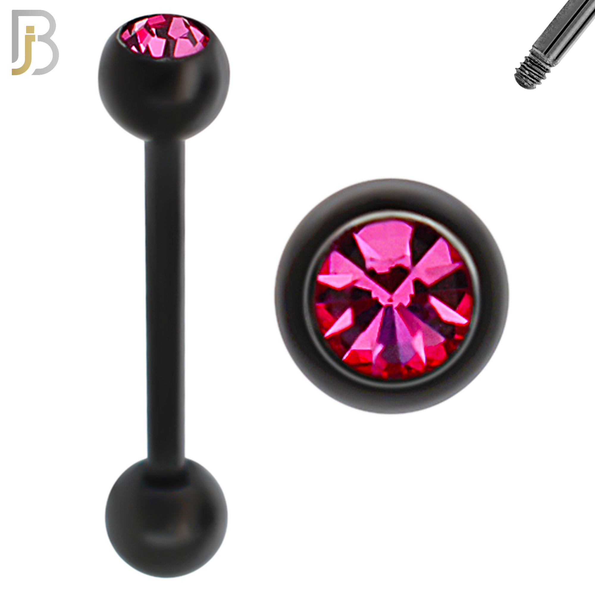 BB05K - 316L Surgical Steel Black Plated Screw Barbell with 5mm Bezel Ball External Threaded (PACK OF 6) image 3