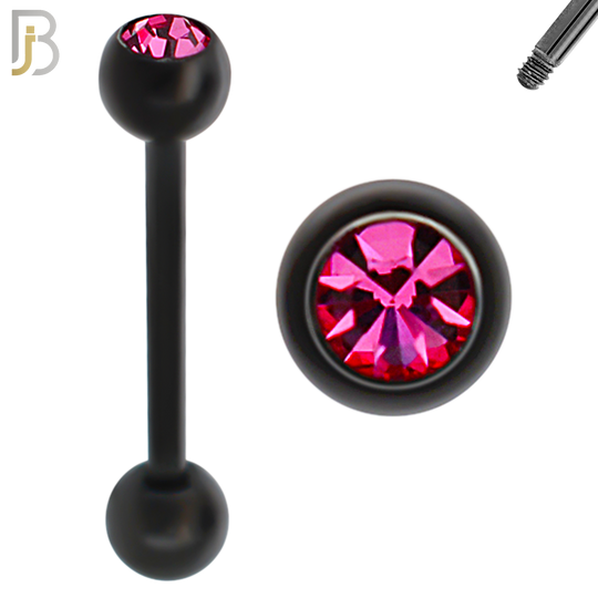 BB05K - 316L Surgical Steel Black Plated Screw Barbell with 5mm Bezel Ball External Threaded (PACK OF 6) image 3