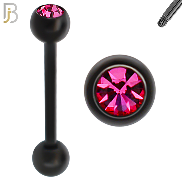 BB05K - 316L Surgical Steel Black Plated Screw Barbell with 5mm Bezel Ball External Threaded (PACK OF 6) image 3