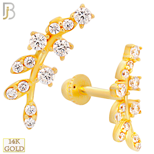 14-TB37 - 14k Yellow Gold Vine Tragus Barbell with Baby Screw Backing image 0