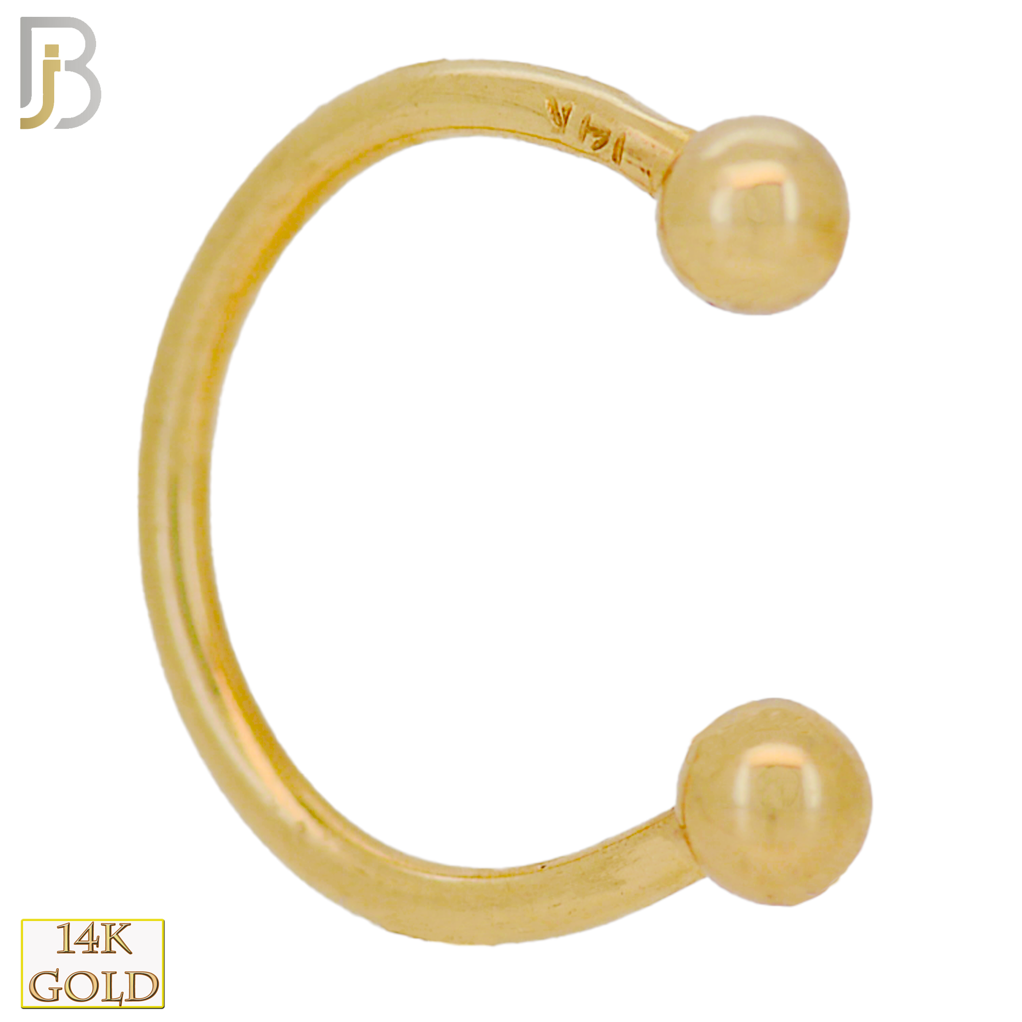 14-HS01 - 14k Solid Gold Horseshoe Plain Design External Threaded Screw image