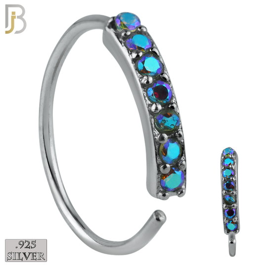 925-CT04 - 925 Sterling Silver 22g Thickness 7 CZ Prong Set Hoops Piercing (Pack of 6) image 1