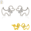 925-ES373 - .925 Sterling Silver Hollow Dog with CZ Stud Earrings image 0
