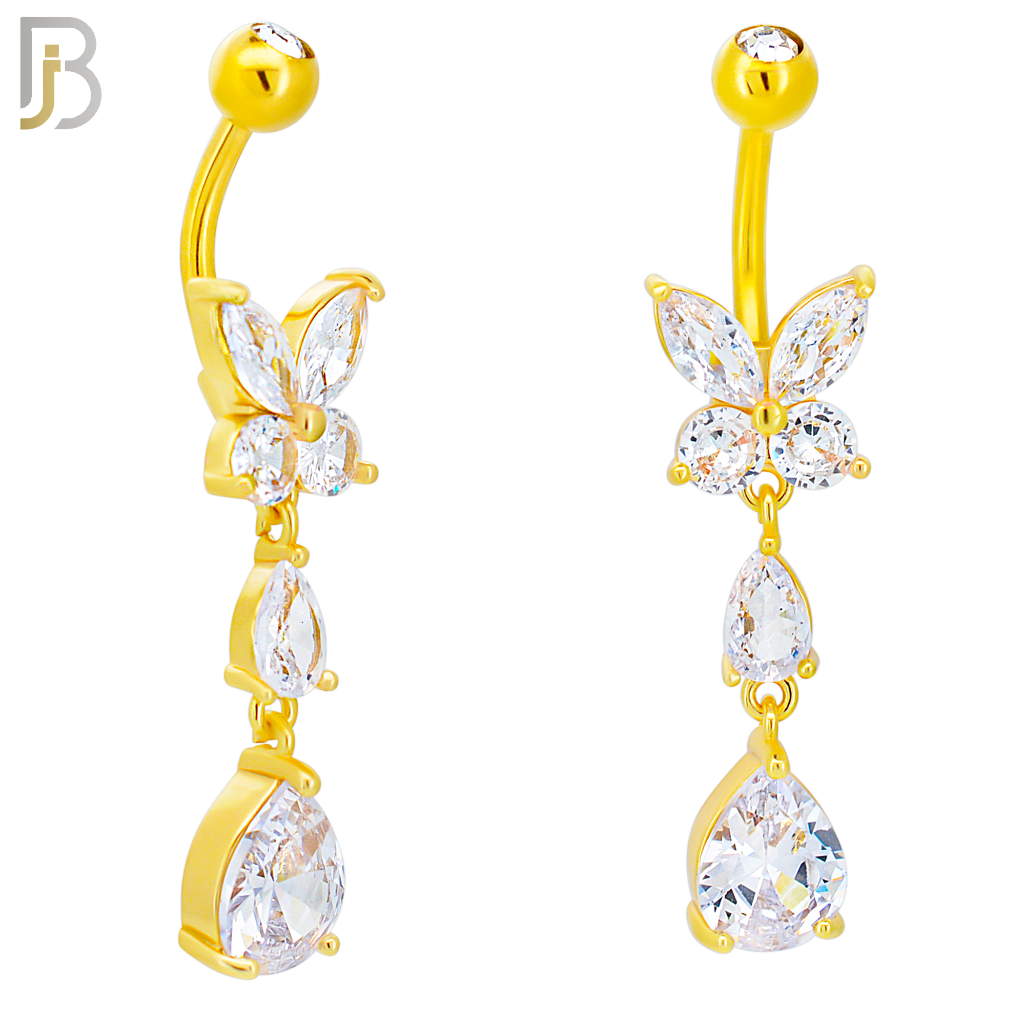 N0123 - Steel - 316L Stainless Steel Butterfly with Pear Shaped CZ with 5mm Screw Ball image 2