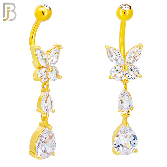 N0123 - Steel - 316L Stainless Steel Butterfly with Pear Shaped CZ with 5mm Screw Ball image 2