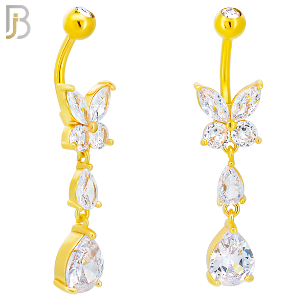 N0123 - Steel - 316L Stainless Steel Butterfly with Pear Shaped CZ with 5mm Screw Ball image 2