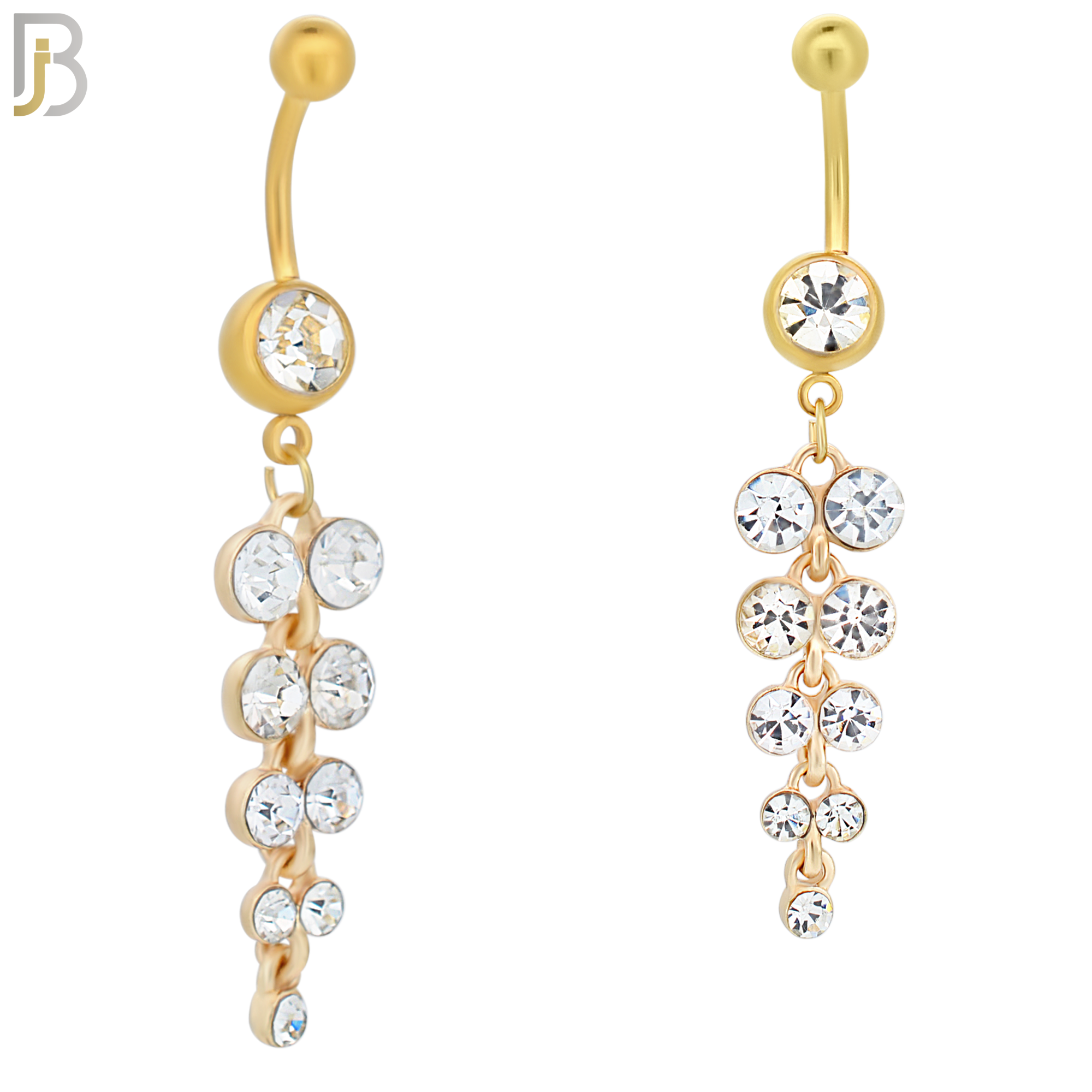 N081  - 316L Stainless Steel Chandelier Round Zircon Dangling Belly Ring image 2